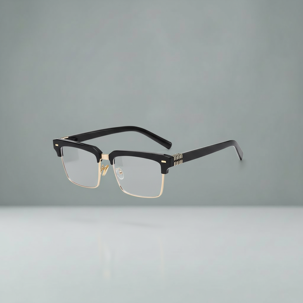 Blue Light Glasses Men Startup | SquarEdge Half-Frame | 90%+
