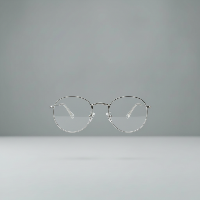 Round Blue Light Glasses | ClearRound Steel 14.3g | 90%+